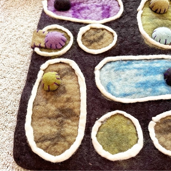 Rising Tide Felted Wool Handbag Brown Purple Applique Artsy Nepal Funky Festival - Picture 2 of 9